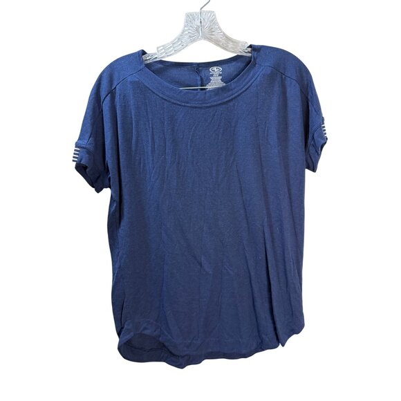 Athletic Works Womens Blue T-Shirt Mesh Sleeve Detail Size M - Picture 1 of 8